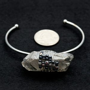 Rough Quartz Crystal and Hematite Bead Bracelet